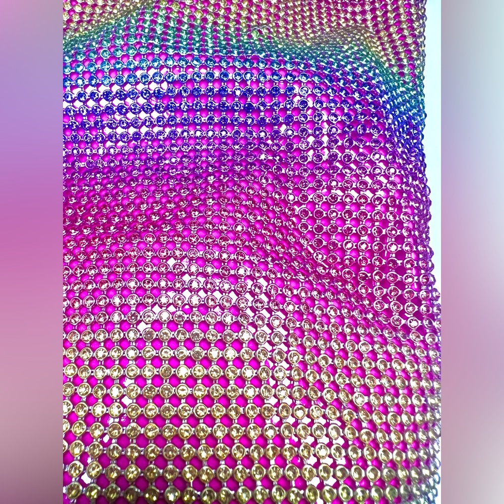 Rainbow Rhinestone Stiletto Boots. Hot Pink w/ Colorful Rhinestone Curtain -EDC - Picture 11 of 16